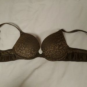 VS PINK Wear Everywhere Push-up bra 32A lace army green